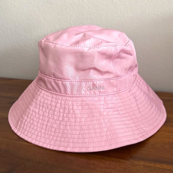 Ganni - Tech Bucket Hat in Pink Nectar - Picture 2 of 4